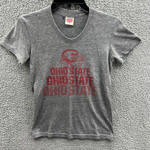 Ohio State Varsity Buckeyes Brutus Logo Shirt Women's Size S Gray V Neck SS OSU